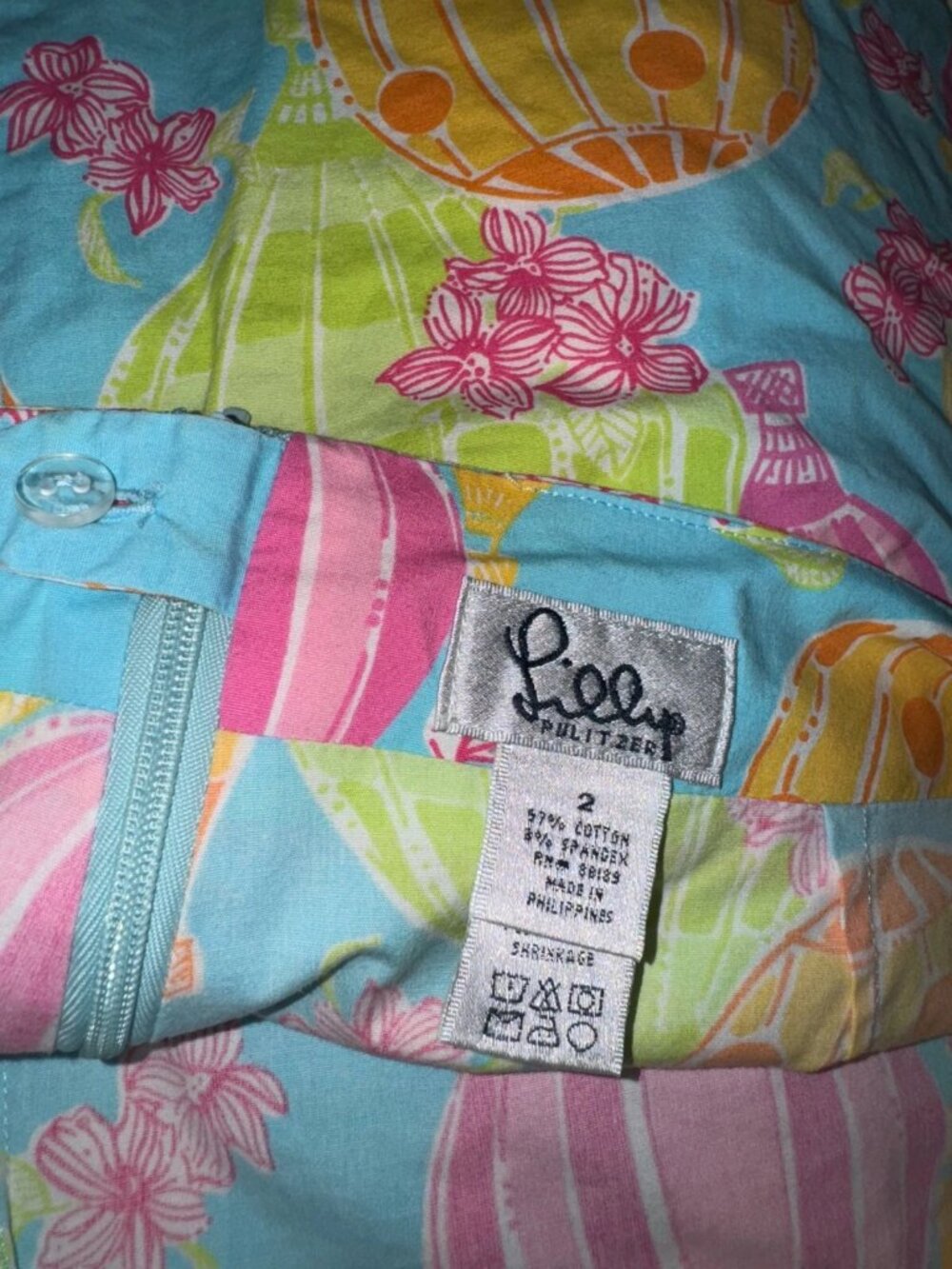 Lilly Pulitzer Vintage White Label Hot Air Balloon Skort Size 2 Preppy - Picture 4 of 5